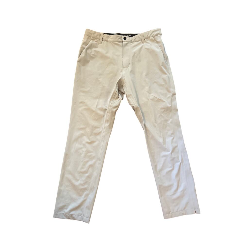Men 34 x 30 Galway Bay Chino Rain Pants Khaki Beige Golf Trousers Waterproof